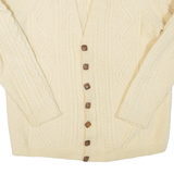 Womens Cardigan Cream V-Neck Cable Knit M