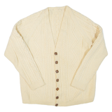 Womens Cardigan Cream V-Neck Cable Knit M