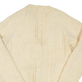 Womens Cardigan Cream V-Neck Cable Knit M