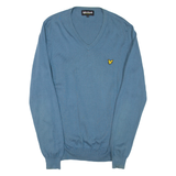 LYLE & SCOTT Mens Jumper Blue V-Neck Tight Knit M
