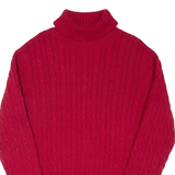 TOMMY HILFIGER Mens Jumper Red Roll Neck Cable Knit XL