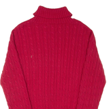 TOMMY HILFIGER Mens Jumper Red Roll Neck Cable Knit XL
