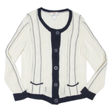TALBOTS Womens Cardigan Cream Tight Knit L