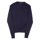 POLO RALPH LAUREN Mens Jumper Blue Tight Knit Wool L