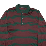CHRISTIAN DIOR Mens Polo Shirt Red Striped Long Sleeve L