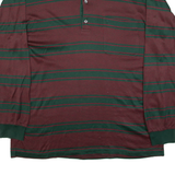 CHRISTIAN DIOR Mens Polo Shirt Red Striped Long Sleeve L