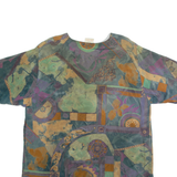 ME-DEX Womens Printed Blouse Green Crazy Pattern S