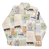 CV Womens Printed Blouse Beige Collared Long Sleeve Floral XL