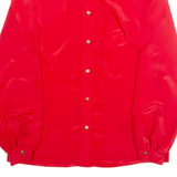 HARDOB Womens Blouse Red Collared Long Sleeve M