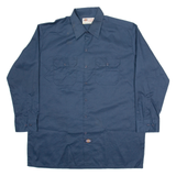 DICKIES Mens Plain Shirt Blue Long Sleeve XL