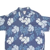 CHEROKEE WAIKIKI Mens Hawaiian Shirt Blue Floral L