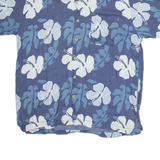 CHEROKEE WAIKIKI Mens Hawaiian Shirt Blue Floral L