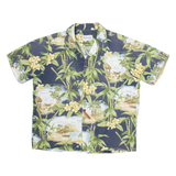 BISHOP ST Mens Hawaiian Shirt Grey Floral L