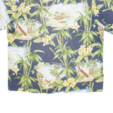 BISHOP ST Mens Hawaiian Shirt Grey Floral L