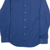 TOMMY HILFIGER Slim Fit Mens Plain Shirt Blue Long Sleeve M