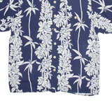 BLACKPOINT Mens Hawaiian Shirt Blue Silk Floral M