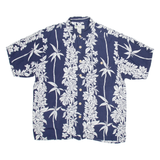 BLACKPOINT Mens Hawaiian Shirt Blue Silk Floral M