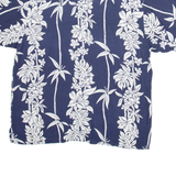 BLACKPOINT Mens Hawaiian Shirt Blue Silk Floral M