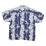 BLACKPOINT Mens Hawaiian Shirt Blue Silk Floral M