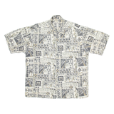 HOLLIS RIVER Mens Hawaiian Shirt Beige Floral L