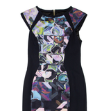 TED BAKER Womens Pencil Dress Black Crazy Pattern Short Sleeve Knee Length M