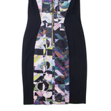 TED BAKER Womens Pencil Dress Black Crazy Pattern Short Sleeve Knee Length M