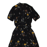 FAT FACE Womens Wrap Dress Black Floral Short Sleeve Knee Length UK 8