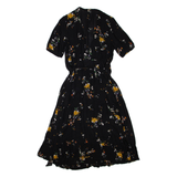 FAT FACE Womens Wrap Dress Black Floral Short Sleeve Knee Length UK 8