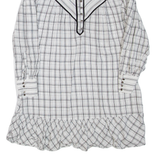 KAREN MILLEN Womens Day Dress White Check Long Sleeve Short UK 12