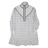 KAREN MILLEN Womens Day Dress White Check Long Sleeve Short UK 12