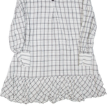 KAREN MILLEN Womens Day Dress White Check Long Sleeve Short UK 12