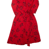 HOBBS LONDON Womens Wrap Dress Red Viscose Floral Long Sleeve Knee Length UK 10