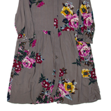 JOULES Womens Day Dress Grey Floral Long Sleeve Knee Length UK 12