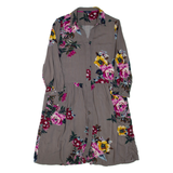 JOULES Womens Day Dress Grey Floral Long Sleeve Knee Length UK 12
