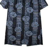 Womens Day Dress Blue Short Sleeve Knee Length L