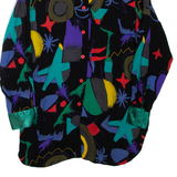 VERSE Womens Shirt Dress Black Crazy Pattern Long Sleeve Short L