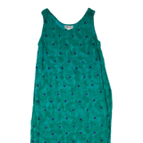 Womens Shift Dress Green Spotted Sleeveless Long L