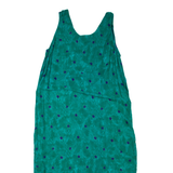 Womens Shift Dress Green Spotted Sleeveless Long L