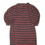 Womens Day Dress Red Striped Short Sleeve Knee Length M