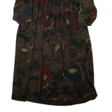 Womens Day Dress Brown Crazy Pattern Long Sleeve Midi L