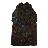 Womens Day Dress Brown Crazy Pattern Long Sleeve Midi L