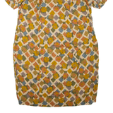 Womens Day Dress Yellow Floral Short Sleeve Knee Length L