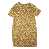 Womens Day Dress Yellow Floral Short Sleeve Knee Length L