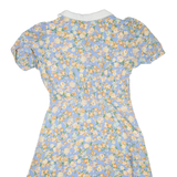 Womens Day Dress Blue Floral Short Sleeve Knee Length L