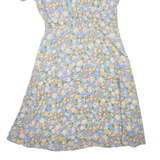 Womens Day Dress Blue Floral Short Sleeve Knee Length L