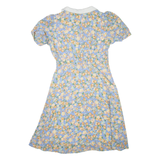 Womens Day Dress Blue Floral Short Sleeve Knee Length L