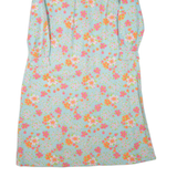 MARSUM Womens Day Dress Blue Floral Long Sleeve Midi L