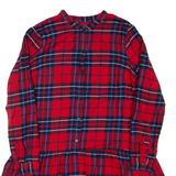 GAP Womens Day Dress Red Check Long Sleeve Short S