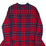 GAP Womens Day Dress Red Check Long Sleeve Short S
