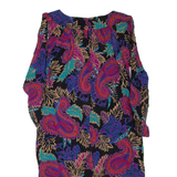 Womens Day Dress Black Viscose Floral Long Sleeve Knee Length M